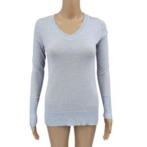 Fenn Wright Manson Pale Blue Merino Wool Vneck Sweater Women's Small